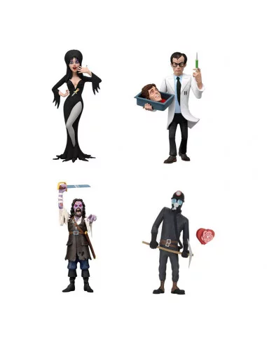 es::Toony Terrors Pack de 4 Figuras: Elvira, Captain Blake, Herbert West, The Miner 15 cm