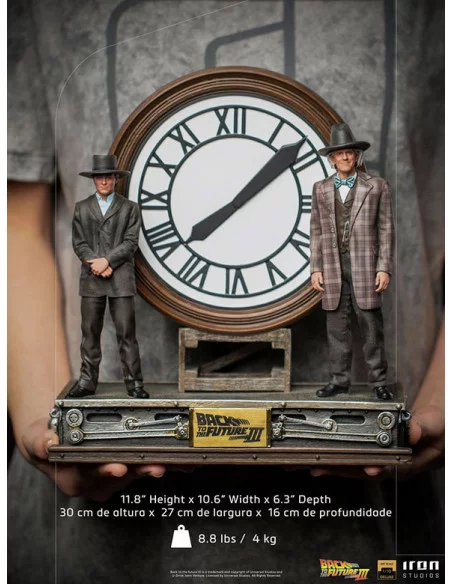 es::Regreso al Futuro III Estatua 1/10 Deluxe Art Scale Marty and Doc at the Clock 30 cm