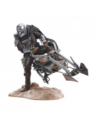 es::Star Wars: The Mandalorian Estatua Premier Collection Din Djarin and Grogu on Speeder Bike 23 cm