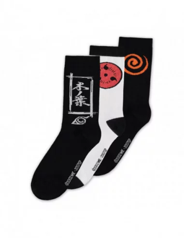 Naruto Shippuden Pack de 3 Pares de Calcetines Sasuke Symbol 39-42