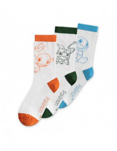 Pokemon Pack de 3 Pares de Calcetines Charmander, Bulbasaur, Squirtle 39-42