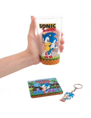 Sonic the Hedgehog Juego de llavero, vaso y posavasos Classic