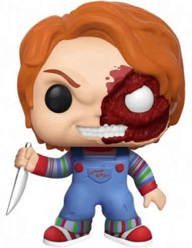 Chucky el muñeco diabólico Figura POP! Movies Vinyl (Exc) Chucky Half (BD) 9 cm