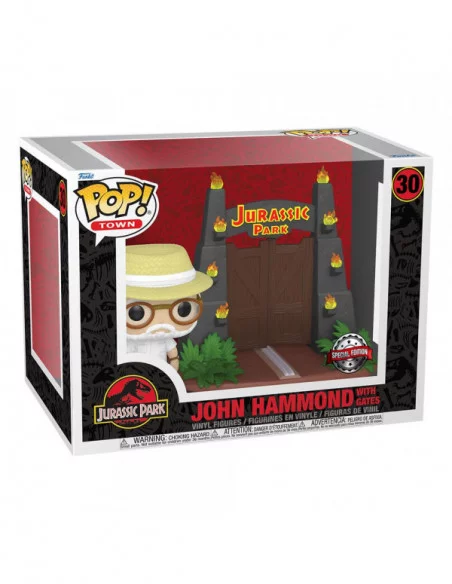 Jurassic Park POP! Town Vinyl Figura John Hammond with Gates 9 cm