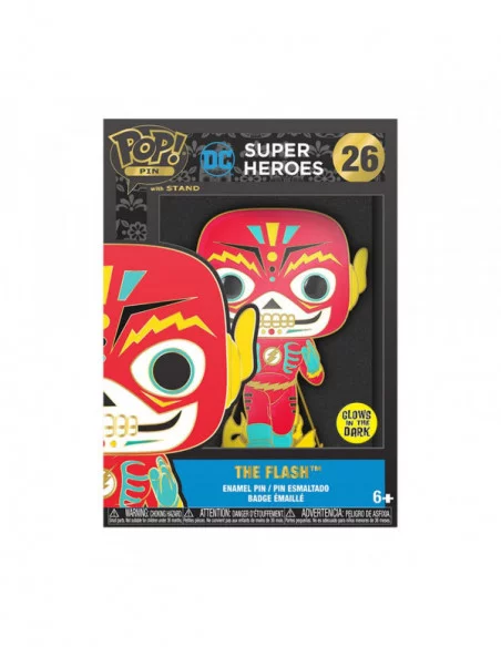 DC Comics DOTD Loungefly POP! Pin Chapa esmaltada Flash (Glow-in-the-Dark) 10 cm