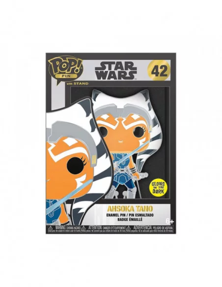 Star Wars Clone Wars Loungefly POP! Pin Chapa esmaltada Ahsoka (Glow-in-the-Dark) 10 cm