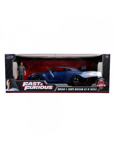 The Fast and Furious Vehículo Hollywood Rides 1/18 2009 Nissan Skyline GT-R R35 con Brian Figura