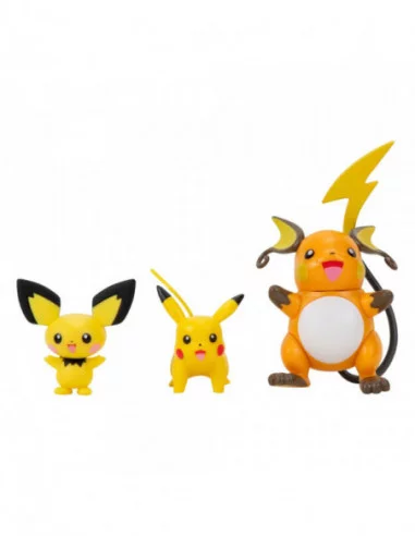 Pokémon Pack de 3 Figuras Select Evolution Pichu, Pikachu, Raichu