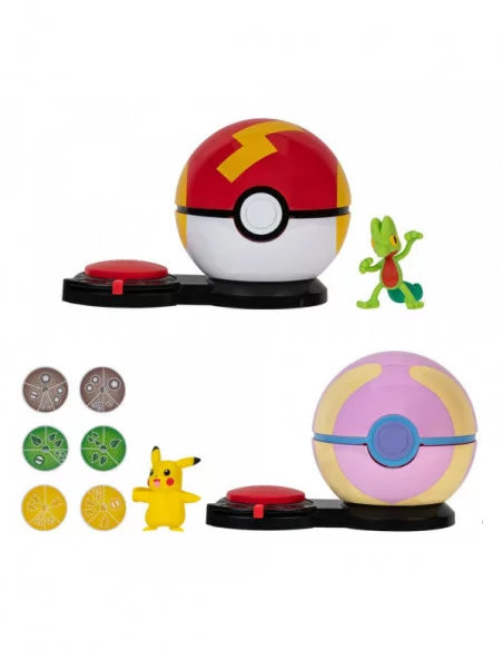 Pokémon sorpresa juego de ataque Pikachu (femenino) con Rapid Ball vs. Treecko con Sana Ball