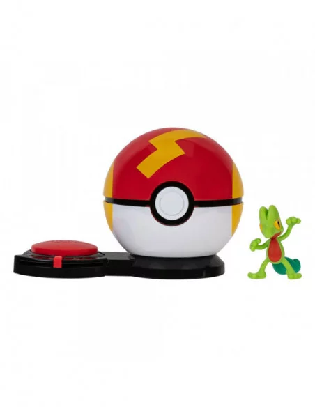 Pokémon sorpresa juego de ataque Pikachu (femenino) con Rapid Ball vs. Treecko con Sana Ball