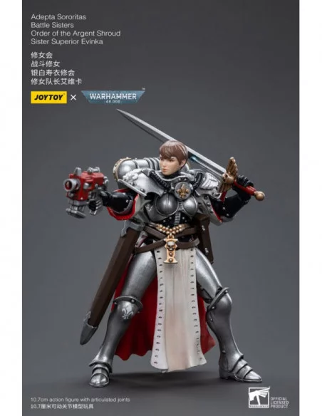 Warhammer 40k Figura 1/18 Adepta Sororitas Battle Sisters Order of the Argent Shroud Sister Superior Evinka 11 cm