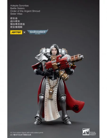 Warhammer 40k Figura 1/18 Adepta Sororitas Battle Sisters Order of the Argent Shroud Sister Vitas 11 cm