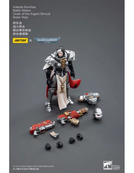 Warhammer 40k Figura 1/18 Adepta Sororitas Battle Sisters Order of the Argent Shroud Sister Vitas 11 cm