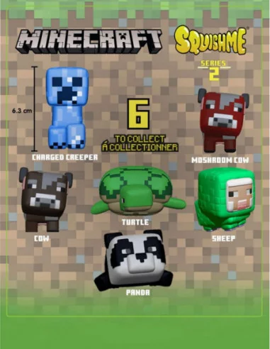 Minecraft Figuras Antiestrés Squishme 6 cm Serie 2 Expositor (12)