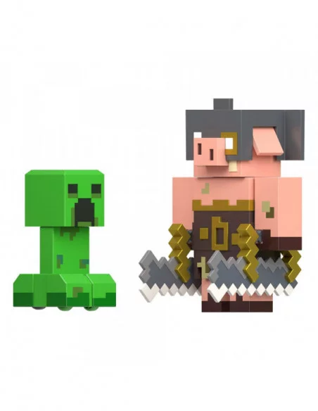 Minecraft Legends Pack de 2 Figuras Creeper vs Piglin Bruiser 8 cm