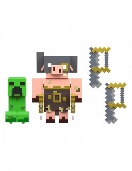 Minecraft Legends Pack de 2 Figuras Creeper vs Piglin Bruiser 8 cm