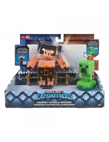 Minecraft Legends Pack de 2 Figuras Creeper vs Piglin Bruiser 8 cm