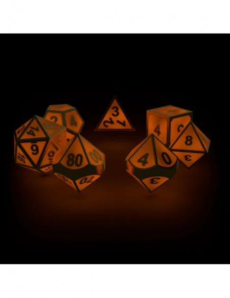 Oakie Doakie Dice Dados RPG-Set Metal Glow in the Dark - Golden Princess (7)