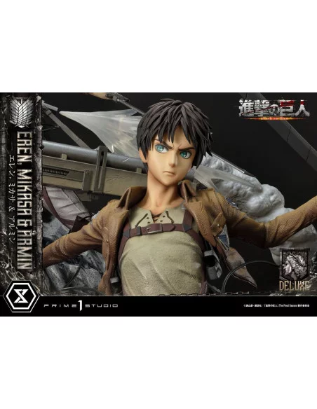 Attack on Titan Ultimate Premium Masterline Estatua Eren, Mikasa, & Armin Deluxe Bonus Version 72 cm