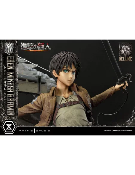 Attack on Titan Ultimate Premium Masterline Estatua Eren, Mikasa, & Armin Deluxe Bonus Version 72 cm