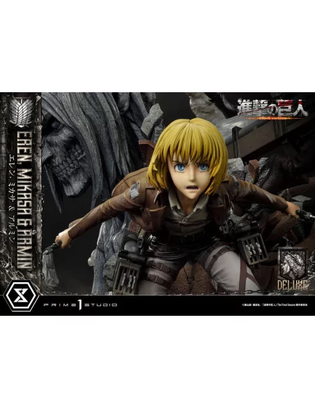 Attack on Titan Ultimate Premium Masterline Estatua Eren, Mikasa, & Armin Deluxe Bonus Version 72 cm