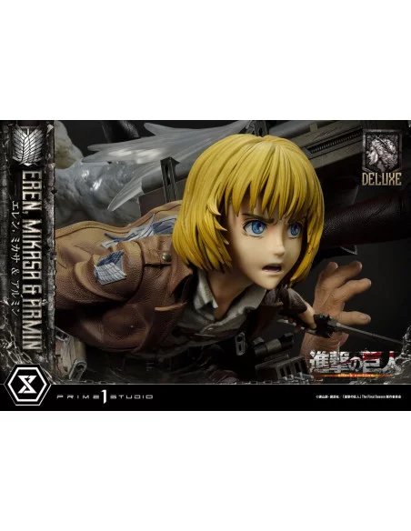 Attack on Titan Ultimate Premium Masterline Estatua Eren, Mikasa, & Armin Deluxe Bonus Version 72 cm