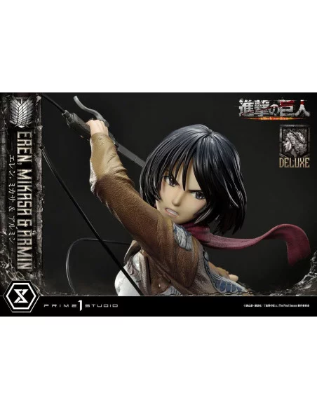 Attack on Titan Ultimate Premium Masterline Estatua Eren, Mikasa, & Armin Deluxe Bonus Version 72 cm