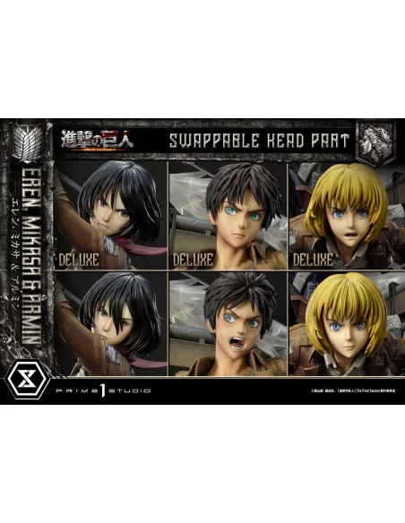 Attack on Titan Ultimate Premium Masterline Estatua Eren, Mikasa, & Armin Deluxe Bonus Version 72 cm