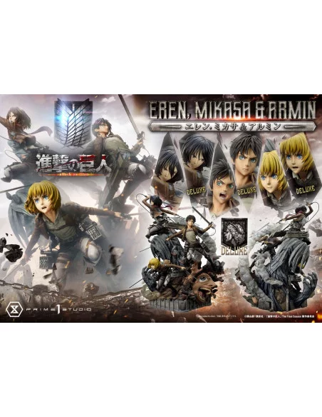 Attack on Titan Ultimate Premium Masterline Estatua Eren, Mikasa, & Armin Deluxe Bonus Version 72 cm