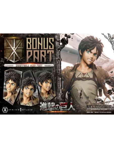 Attack on Titan Ultimate Premium Masterline Estatua Eren, Mikasa, & Armin Deluxe Bonus Version 72 cm