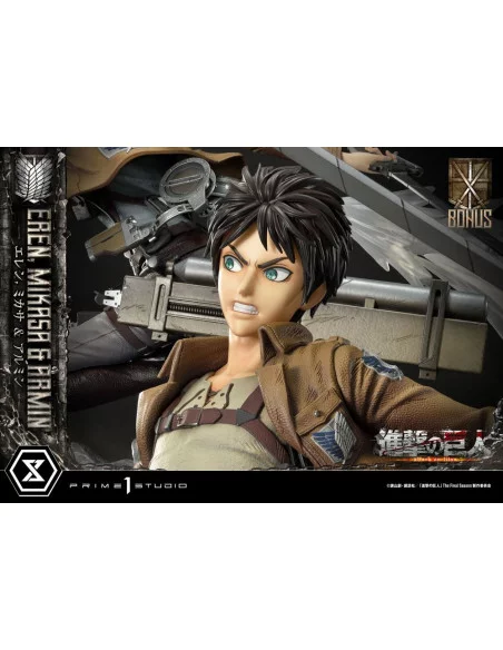 Attack on Titan Ultimate Premium Masterline Estatua Eren, Mikasa, & Armin Deluxe Bonus Version 72 cm