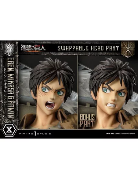 Attack on Titan Ultimate Premium Masterline Estatua Eren, Mikasa, & Armin Deluxe Bonus Version 72 cm