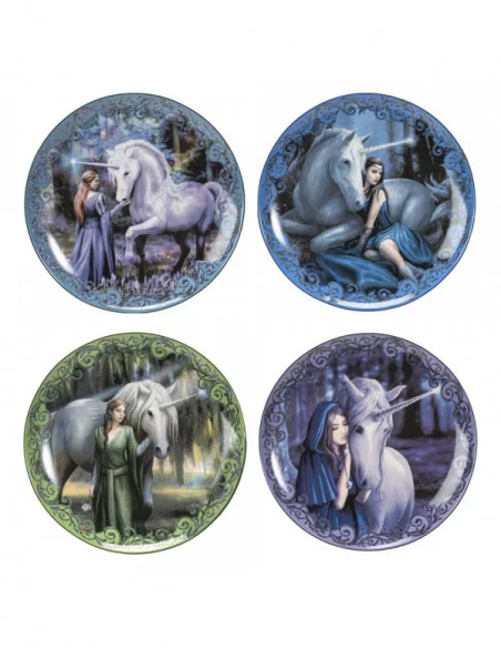 Anne Stokes Pack de 4 Placas Unicorn and Maiden