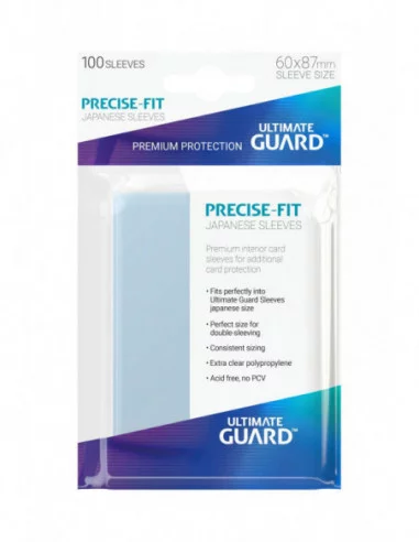 Ultimate Guard Precise-Fit Sleeves Fundas de Cartas Tamaño Japonés Transparente (100)