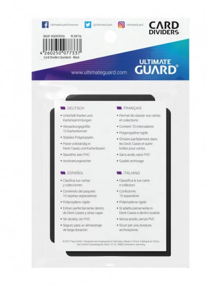 Ultimate Guard Card Dividers Tarjetas Separadoras para Cartas Tamaño Estándar Negro (10)