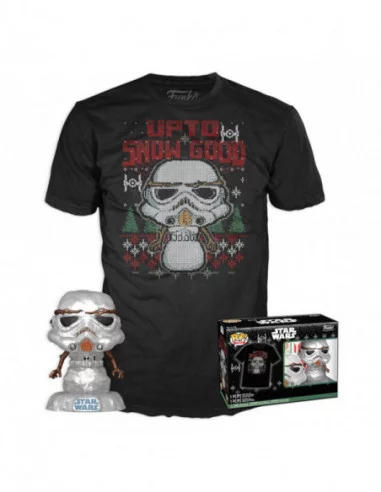 Star Wars The Mandalorian POP! & Tee Set de Minifigura y Camiseta Holiday Stormtrooper(MT) talla L