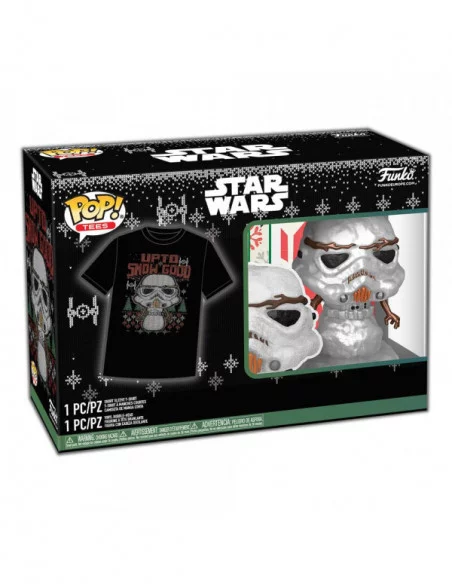 Star Wars The Mandalorian POP! & Tee Set de Minifigura y Camiseta Holiday Stormtrooper(MT) talla L