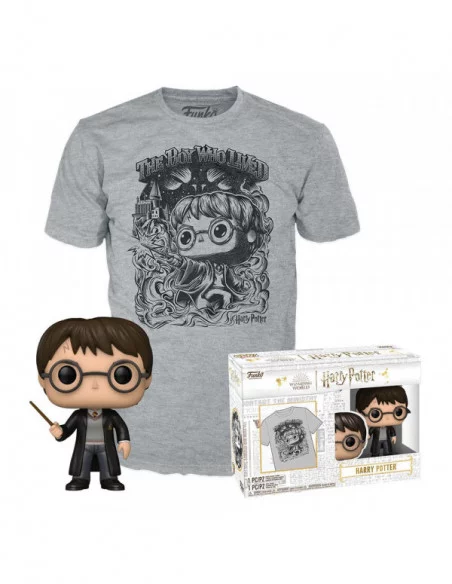 Harry Potter POP! & Tee Set de Minifigura y Camiseta Harry Potter (FL) talla S