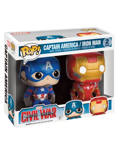 es::Captain America Civil War Pack de 2 POP! Marvel Vinyl Figuras Captain America & Iron Man 9 cm