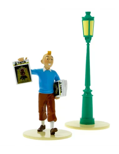 es::Tintin tenant le journal - Figura de plomo 'Lisez Tintin' 12,50 cm