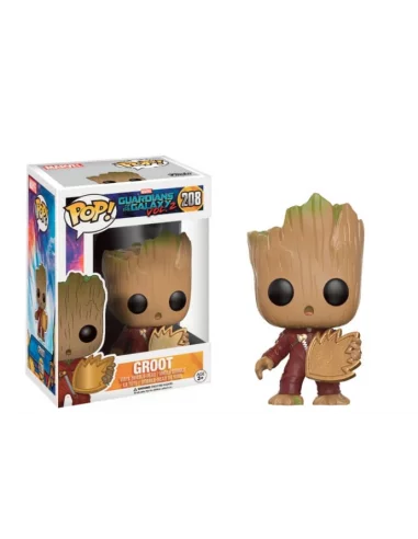 es::Guardianes de la Galaxia Vol. 2 POP! Figura Young Groot with Shield Exclusive 9 cm