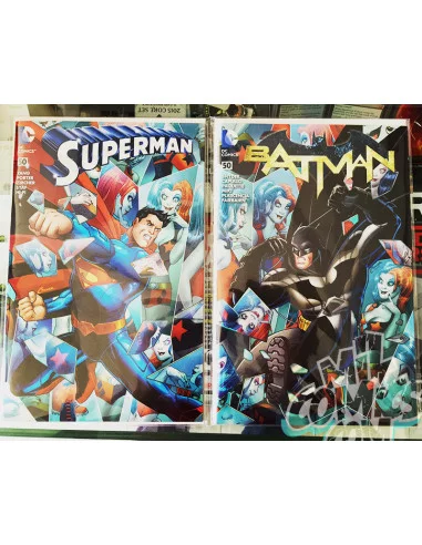 es::Batman 50 & Superman 50 DF Exclusive Ammanda Conner Connecting Cover featuring Harley Quinn