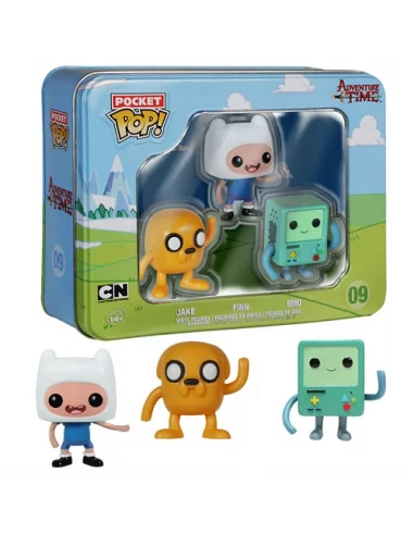 es::Hora de Aventuras: Caja de metal 3 figuras 3,75 cm. pocket Pop Tins