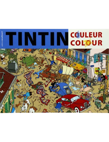 es::Libro de colorear Tintín Título sobre azul